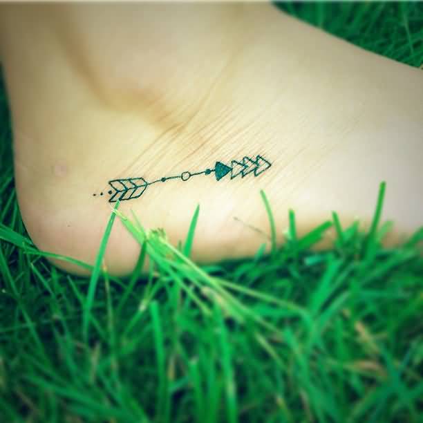 Nice Little Arrow Tattoo On Foot