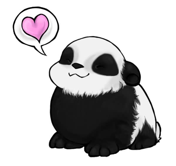Nice Panda Dreaming Of Love Sign Tattoo Design