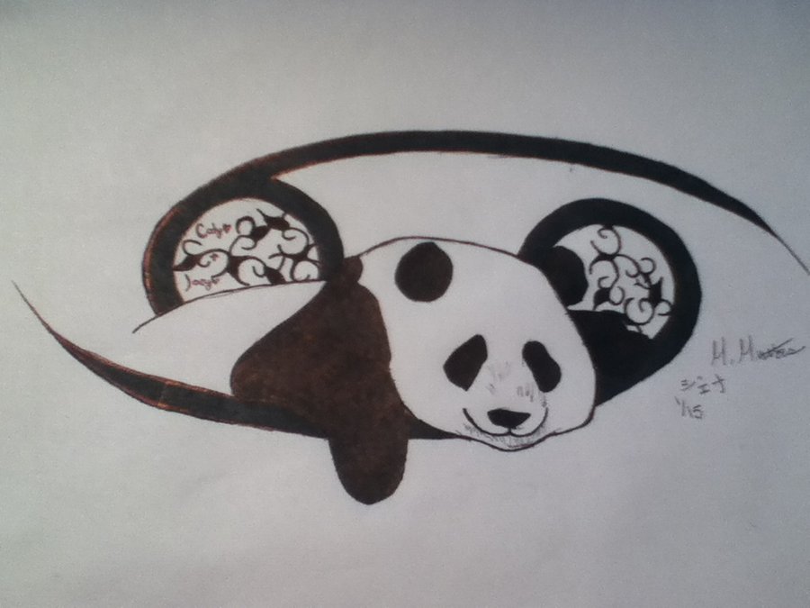 Nice Panda Sleeping Tattoo Design