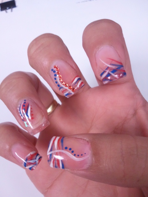 Nude Fourth Of July Nail Art Design