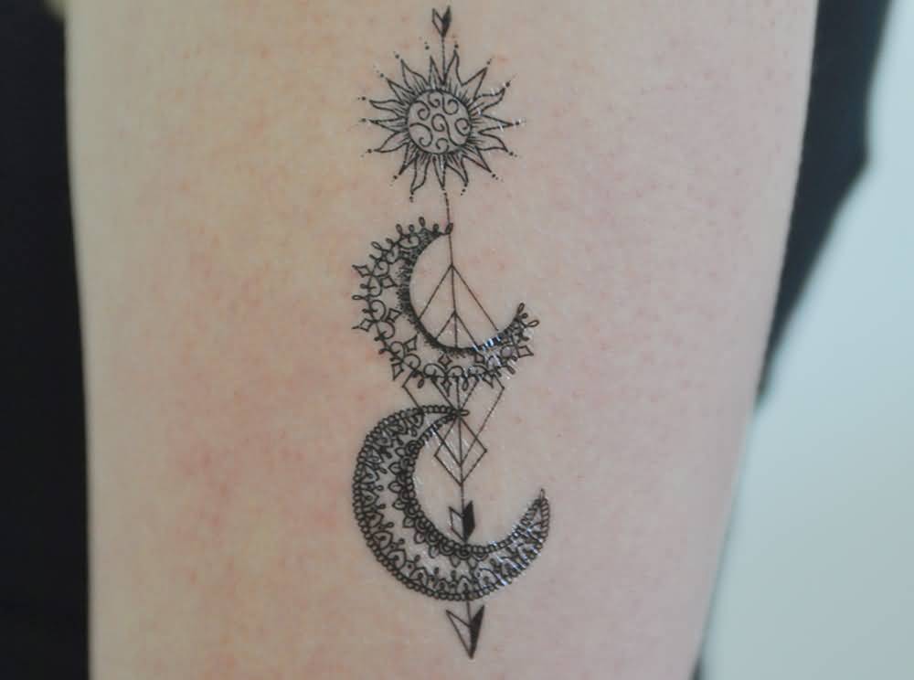 Olivia Sun Moon Arrow Temporary Tattoo Design