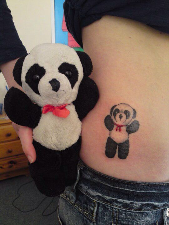Panda Tattoo On Rib Tattoo With Panda Toy