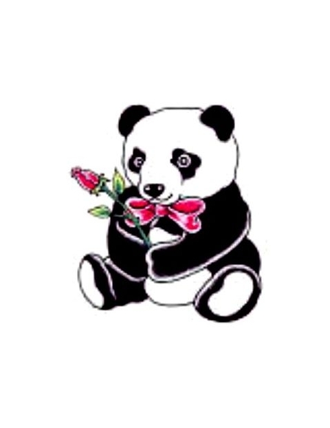 Panda With Red Rose Tattoo Design