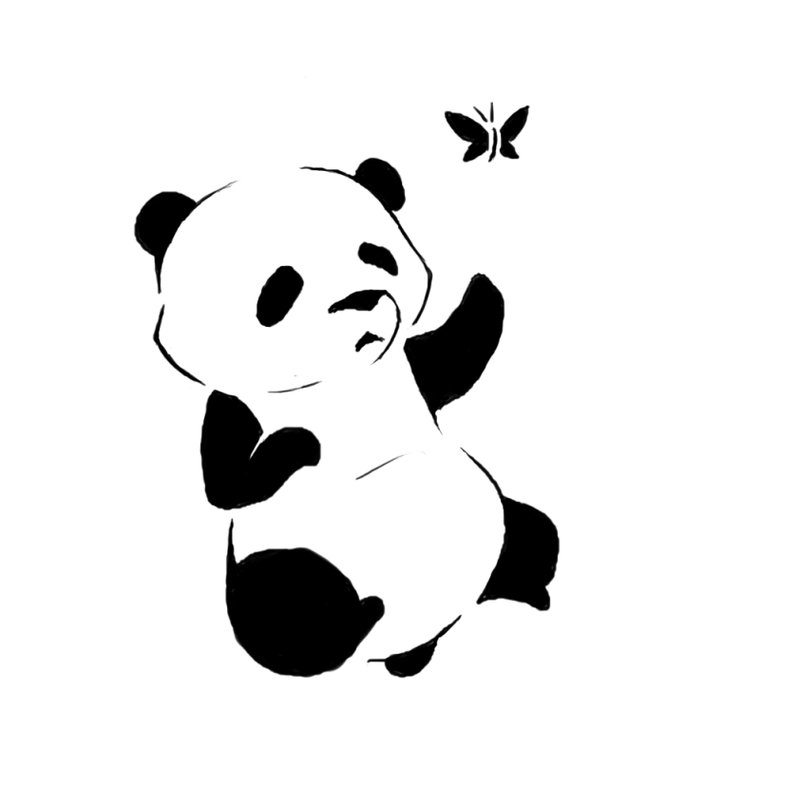 Perfect Baby Panda With Butterfly Tattoo Design