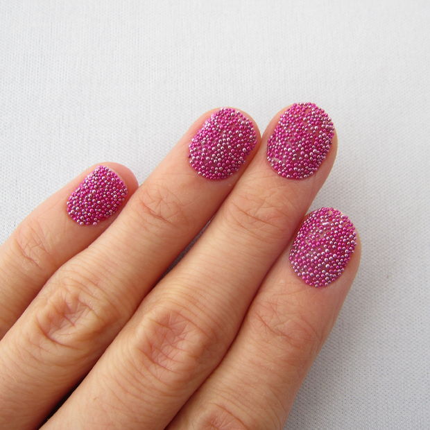 Pink Caviar Nail Art Design Idea