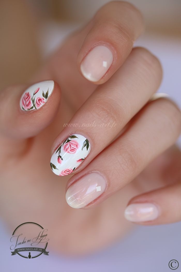 Pink Flower Nail Art Design Idea