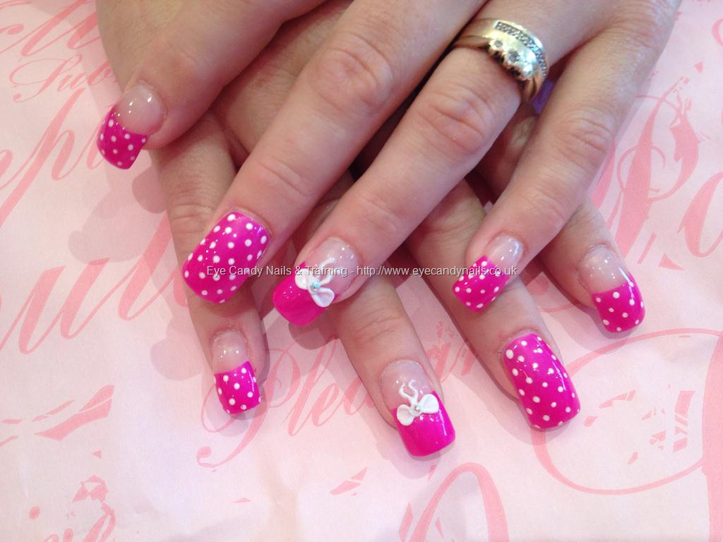 Pink French Tip Nails With White 3d Bow Nail Idea