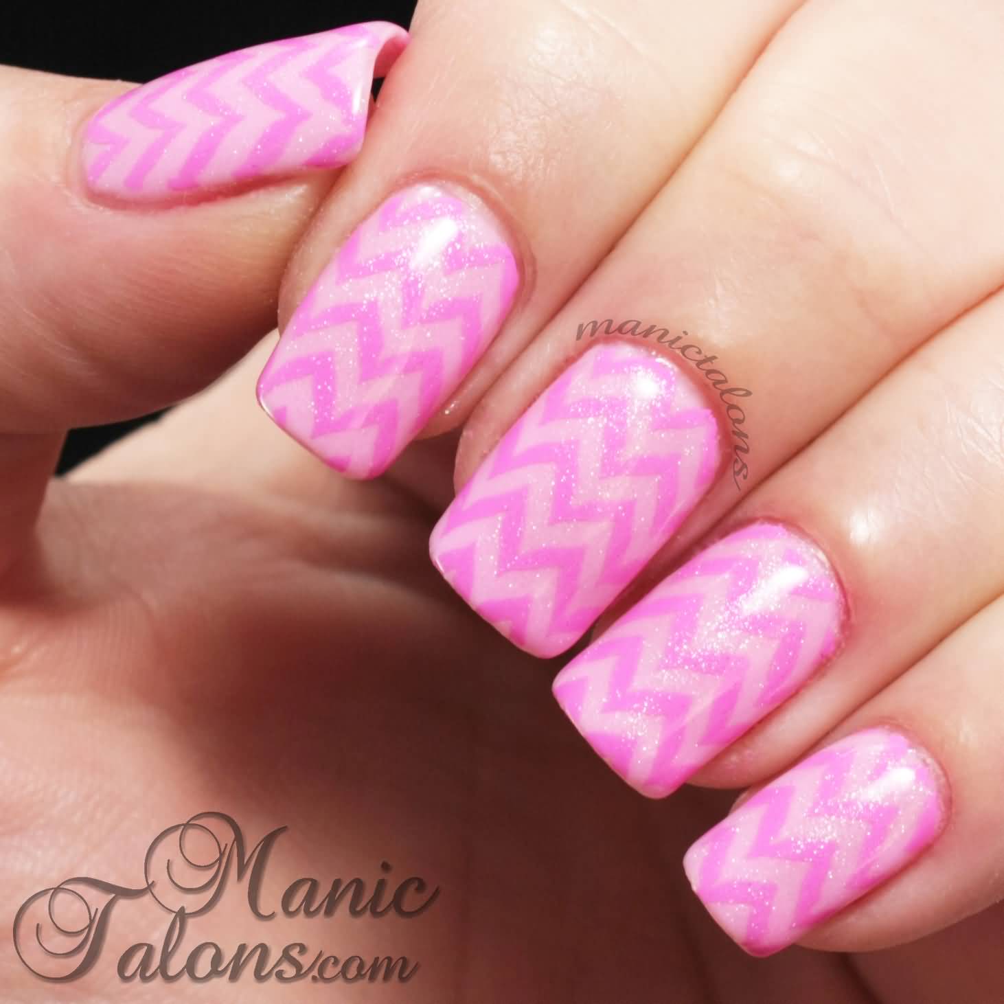 Pink On Pink Chevron Nail Design