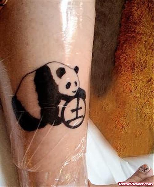 Playing Panda Tattoo On Leg
