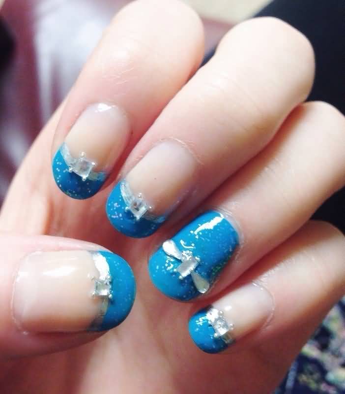 Prom Blue French Tip Nail Art