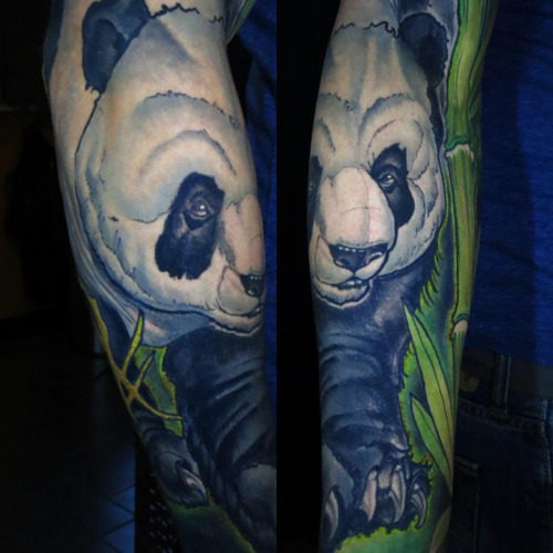 Realy Amazing Panda Tattoo On Sleeve