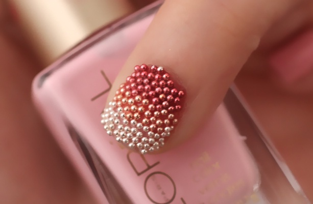 Red And White Caviar Nail Art For Girls