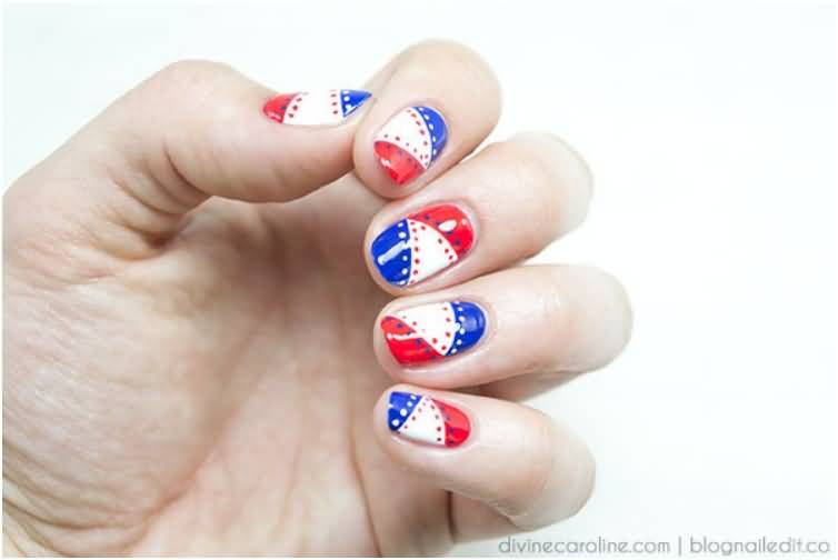 Red Blue And White Fourth Of July Nail Art