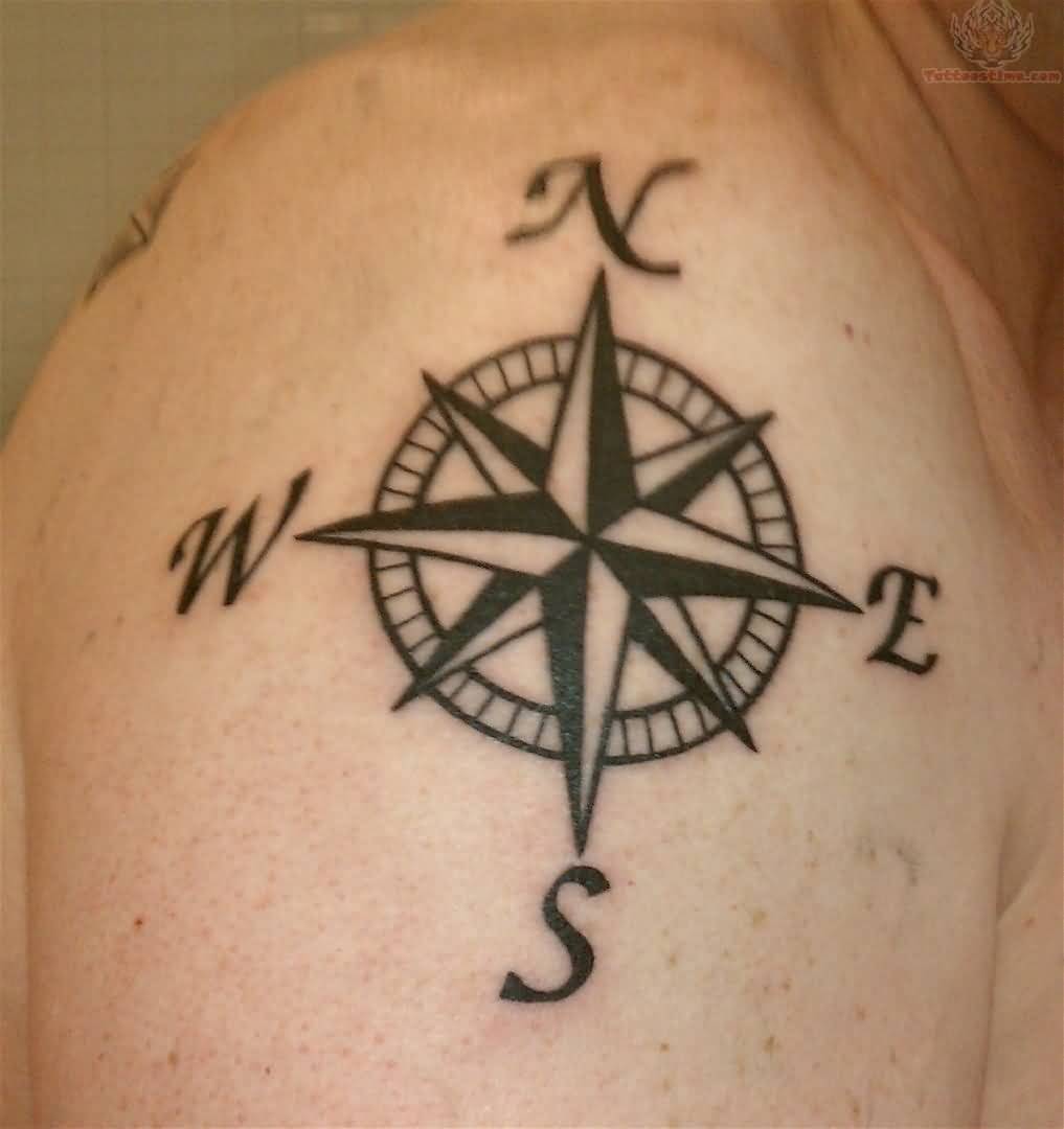 Right Shoulder Compass Tattoo