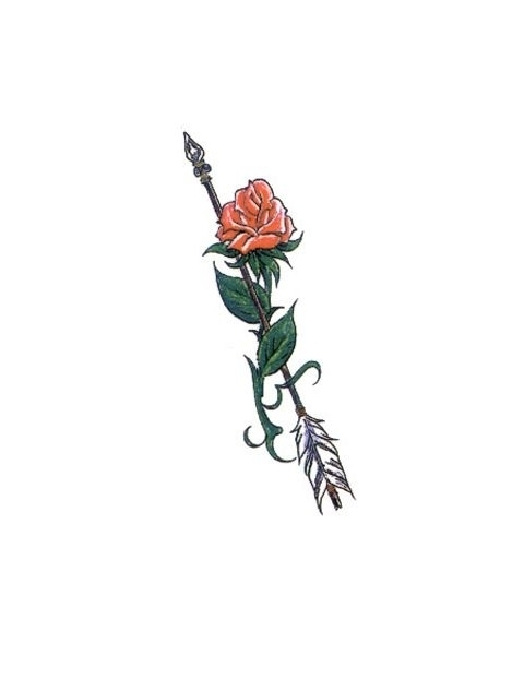 Rose With Arrow Tattoo Design