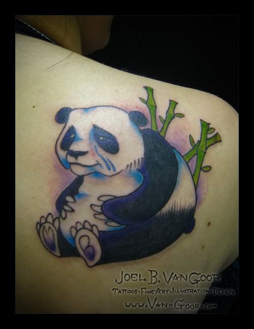 Sad Panda Tattoo On Back