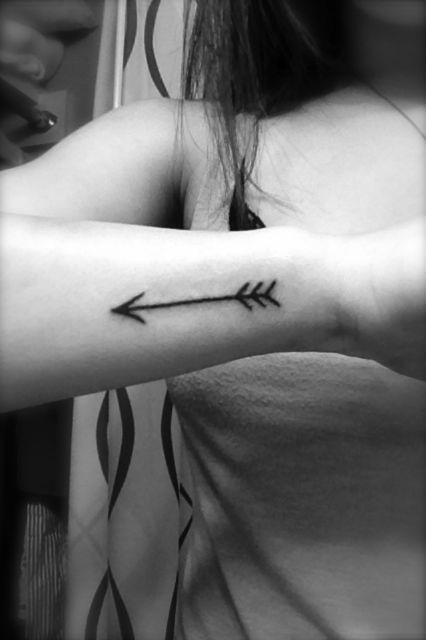 Simple Black Arrow Tattoo On Wrist