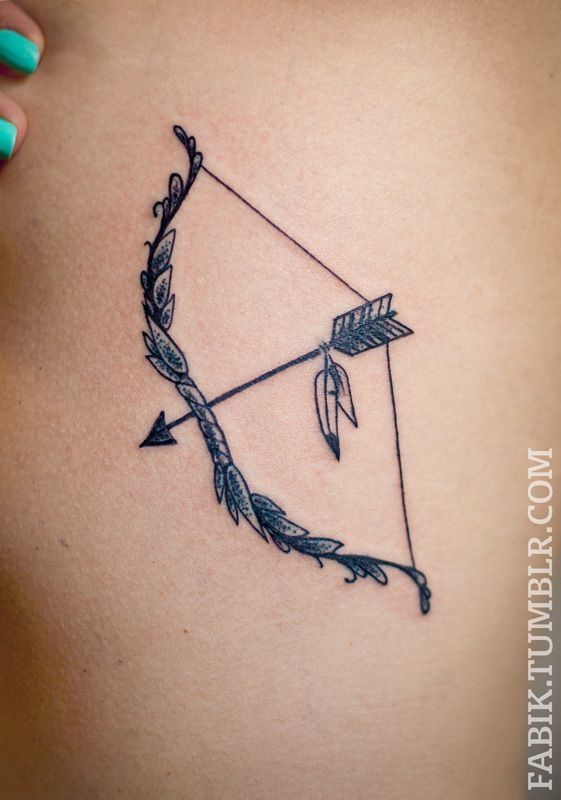 Simple Bow And Arrow Tattoo Design