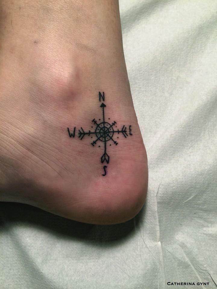 Simple Compass Tattoo On Ankle