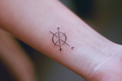 Simple Compass Tattoo On Girl Left Wrist