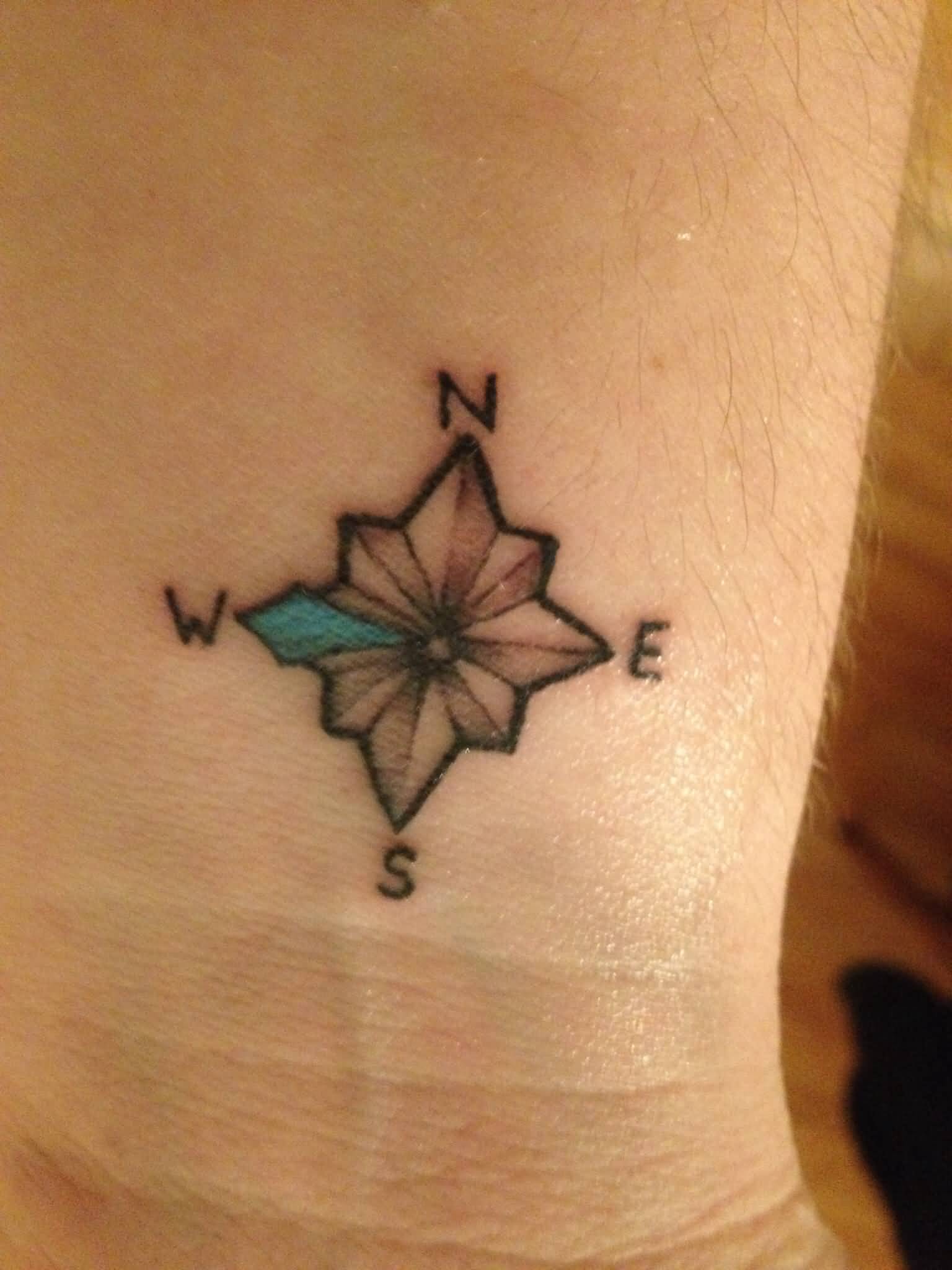 Simple Compass Tattoo On Wrist For Girls