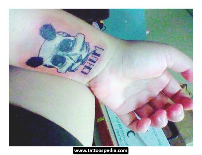 Simple Panda Head Tattoo On Wrist
