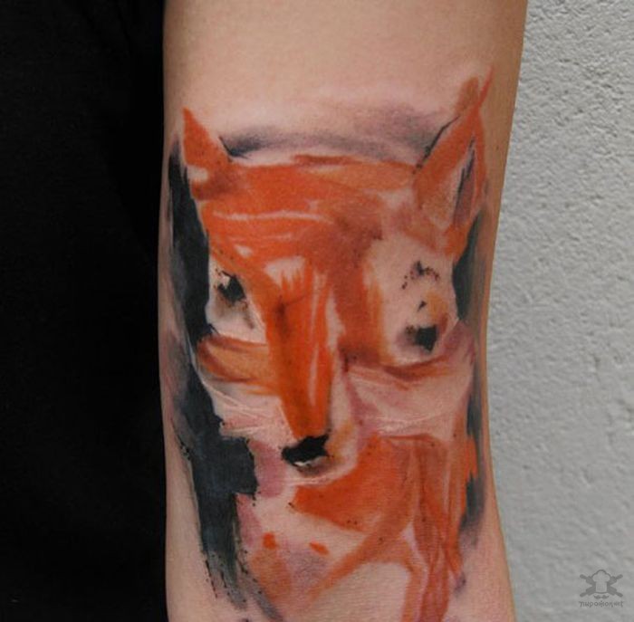 Simple Red Panda Watercolor Tattoo On Forearm