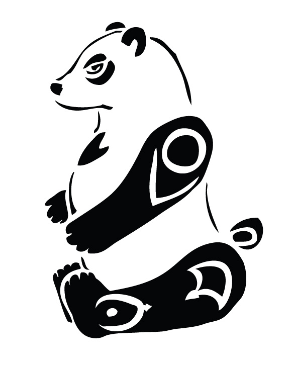 Sitting Tribal Panda Tattoo Design