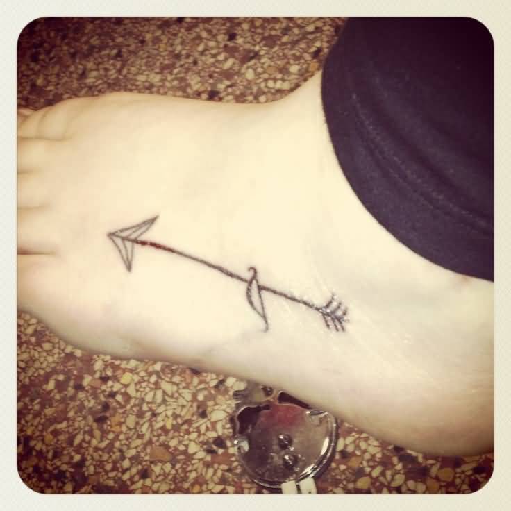 Small Bow With Arrow Tattoo On Foot