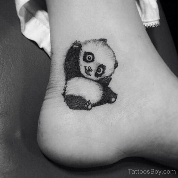Small Cute Baby Panda Tattoo On Ankle