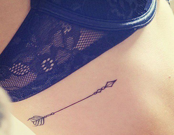 Small Vintage Arrow Tattoo On Side Rib