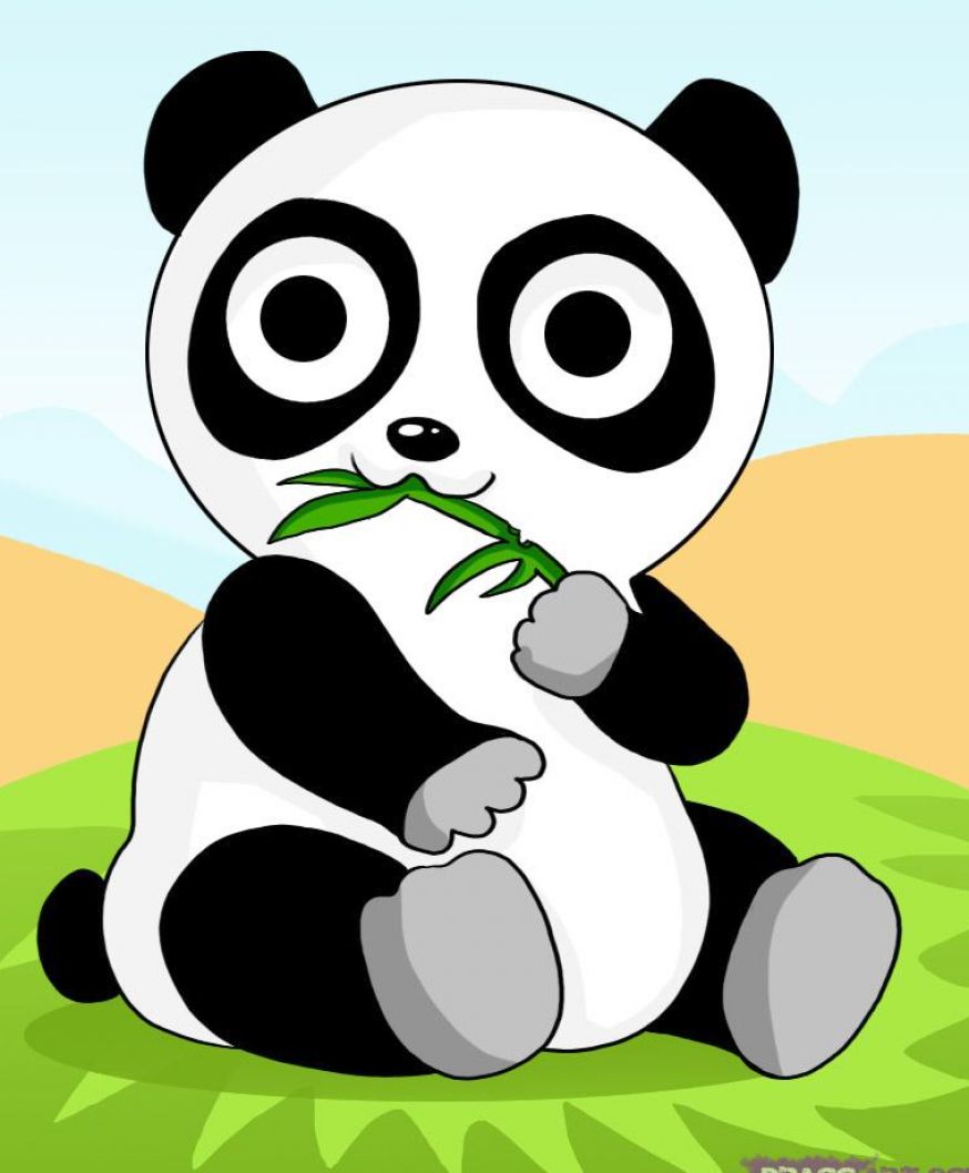 So Cute Little Panda Eating Bamboo Tattoo Design