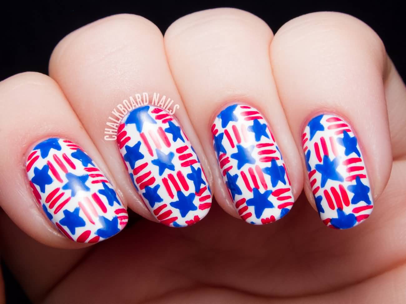 Stars And Stripes Design For Fourth Of July Nail Art