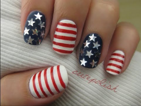 Stars And Stripes Fourth Of July Nail Art