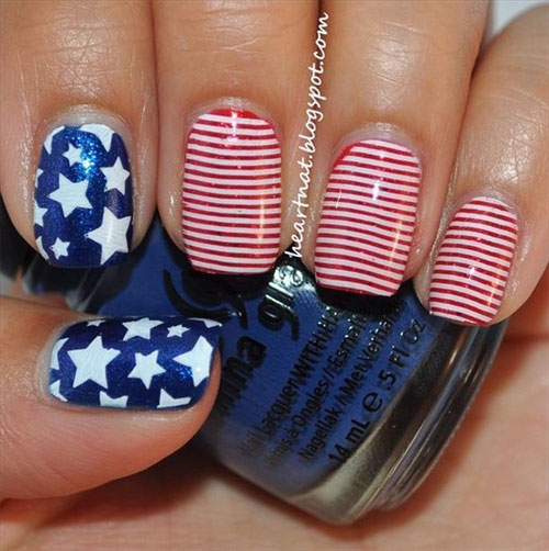 Stripes And Stars American Flag Fourth Of July Nail Art