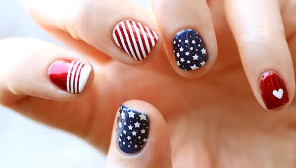Stripes And Stars Fourth Of July Nail Art