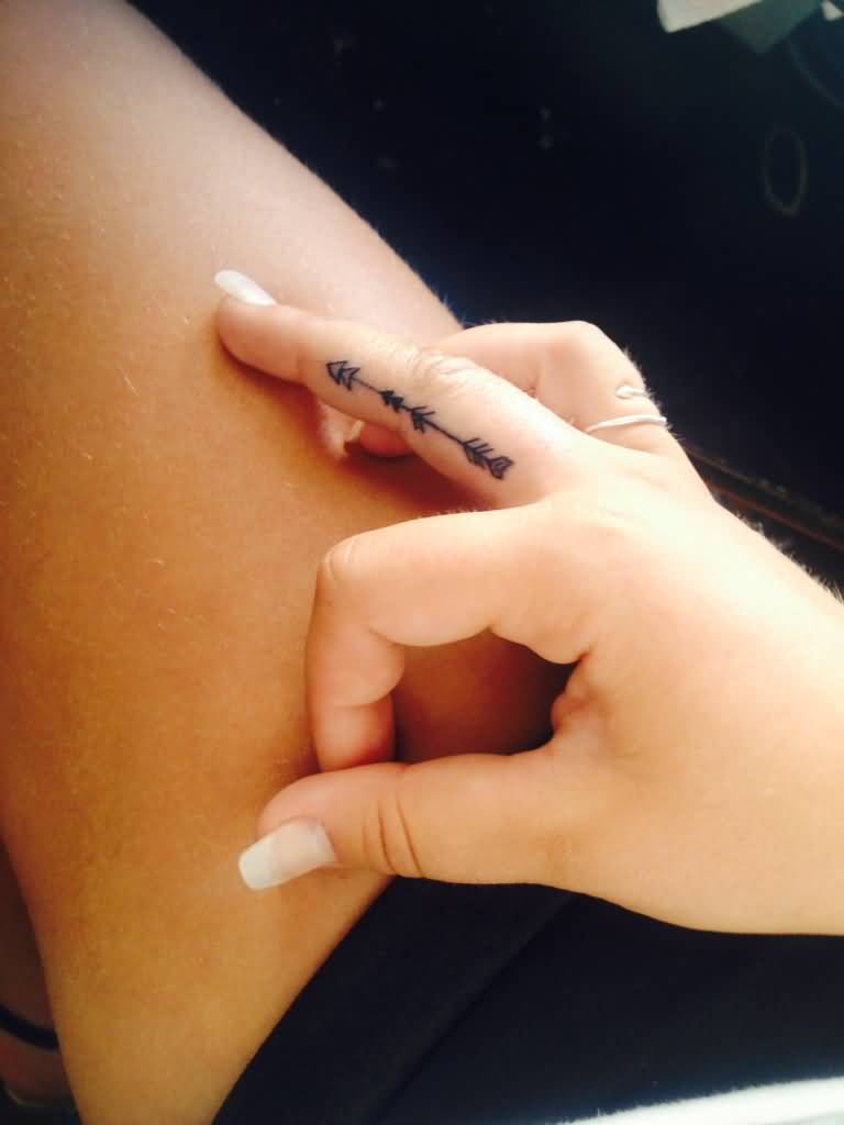 Stunning Arrow Tattoo On Finger