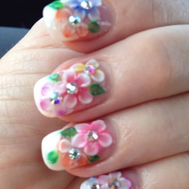 Stylish 3d Flower Nail Art Design