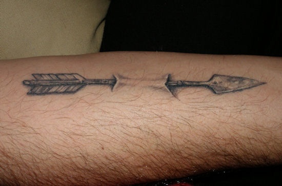 Superb Arrow Tattoo On Forearm