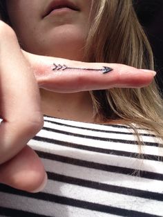 Superb Black Ink Arrow Tattoo On Finger
