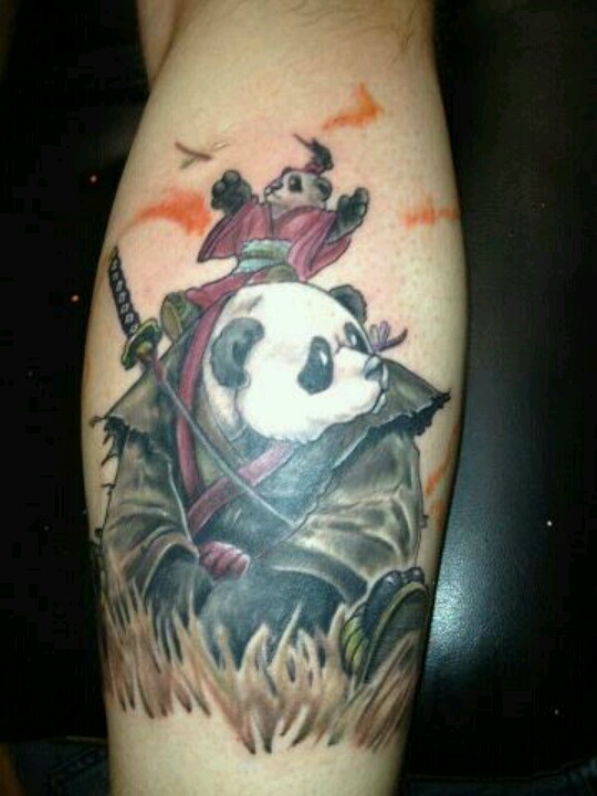 Superb Panda Tattoo On Arm Sleeve