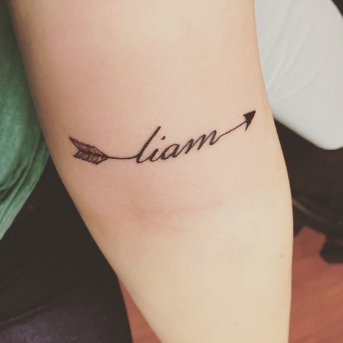 Superb tiny With Word Liam Tattoo On Arm