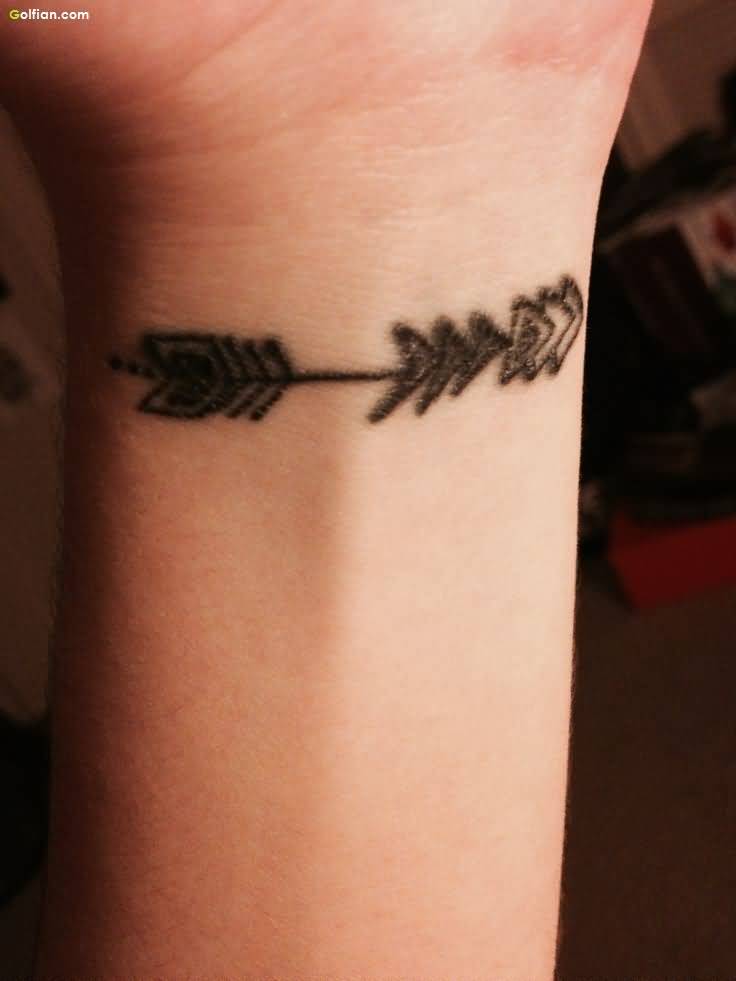 Terrific Black Arrow Tattoo On Wrist