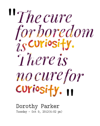 The cure for boredom is curiosity. There is no cure for curiosity. - Dorothy Parker