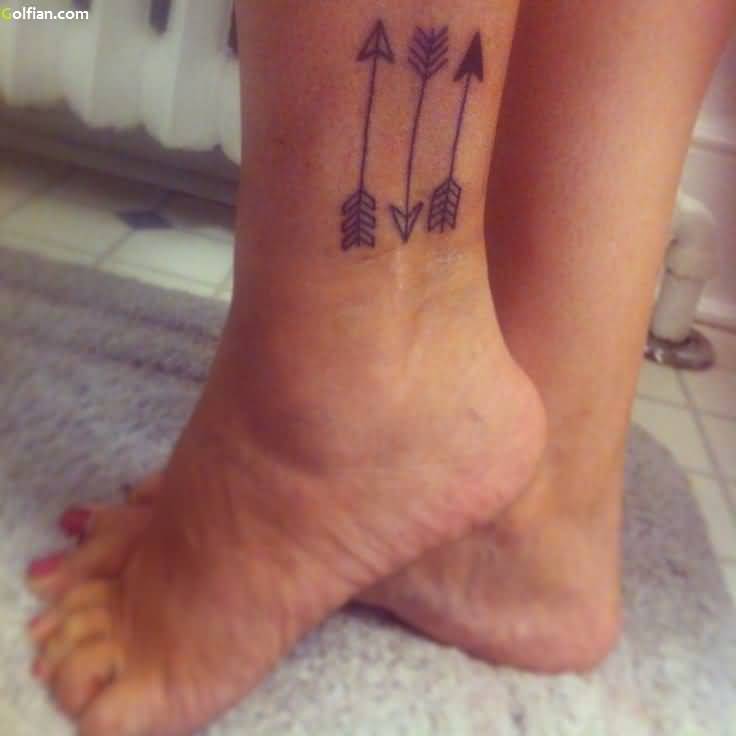 Three Arrows Tattoo On Ankle For Girl