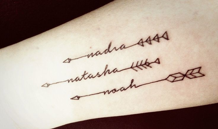 Three Arrows With Names Tattoo Design
