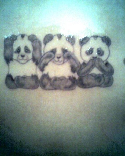 Three Cute Baby Pandas Tattoo Design