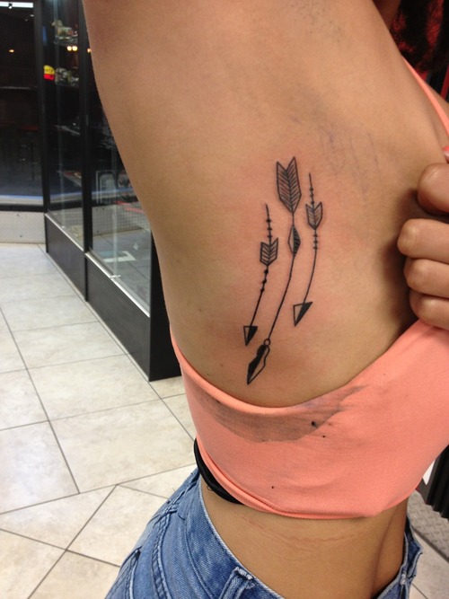 Three Different Arrows Tattoos On Rib For Girls