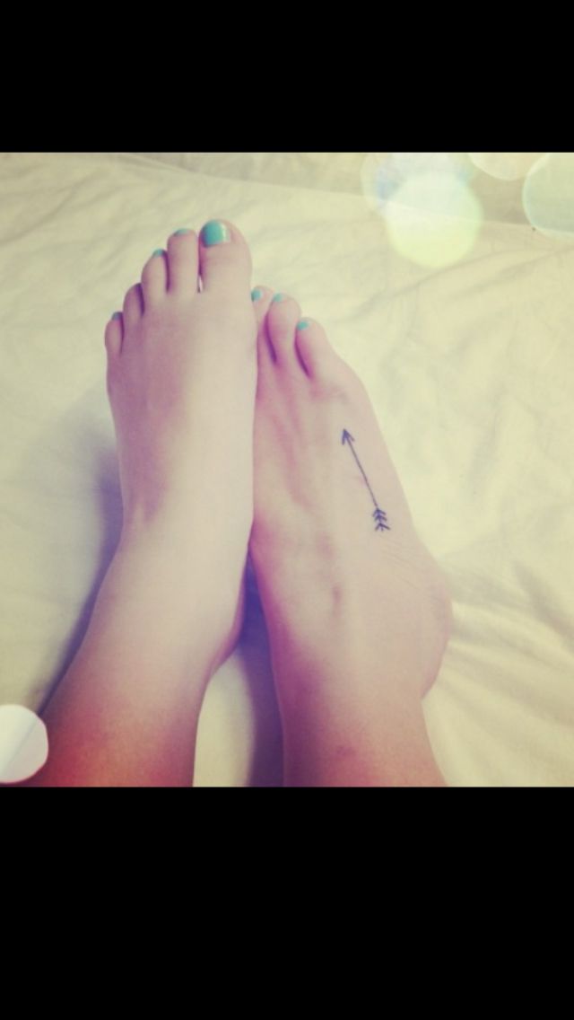 Tiny Arrow Tattoo On Foot For Girl