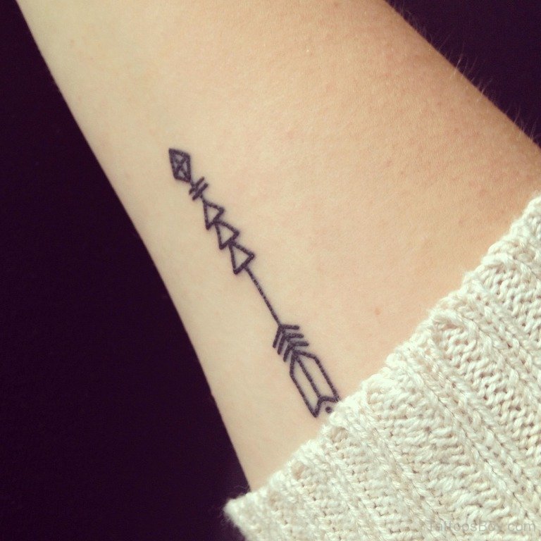 Tiny Arrow Tattoo On Forearm